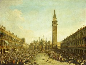 Het Piazza San Marco, op de kroningsdag van de doge door Francesco Guardi