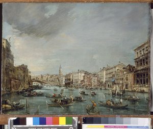 Uitzicht op het Grote Kanaal richting Rialto met Palazzo Grimani en Palazzo Manin