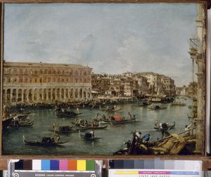 Uitzicht op het Canal Grande met de Fabbriche Nuove di Rialto, 1756-60 door Francesco Guardi