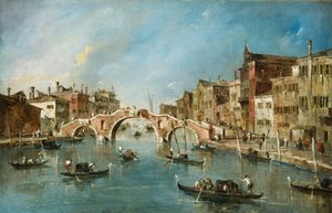 Gezicht op het Cannaregiokanaal, Venetië door Francesco Guardi