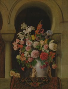 Een Vaas met Bloemen op het Venster van een Harem door Francesco Hayez