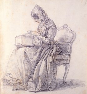 Portret van zijn vrouw, tekening door Francesco Hayez