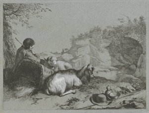 Herder met schaap en geit