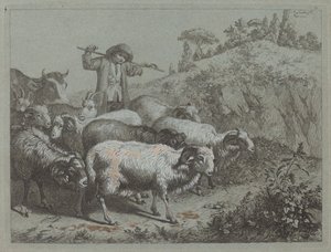 Herder met zijn kudde door Francesco Londonio