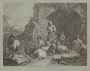 Vrouw, Herderjongens en Schapen bij een Boog