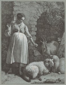 Vrouw die garen spint bij een boog, 1764