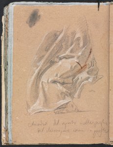 Verona Schetsboek: Draperiestudie met voet en inscriptie (pagina 88) door Francesco Lorenzi