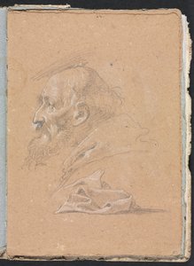 Verona Schetsboek: Monnik in profiel met draperie pagina 87, 1760 door Francesco Lorenzi