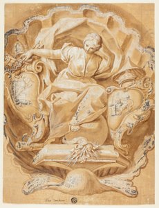 Allegorische figuur met wapens van Alexander VIII (Ottoboni) en wapens van het pausdom