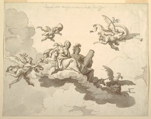 Ontwerp voor een Beschilderd Plafond: Triomf van Zachtmoedigheid en Kracht
