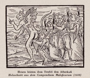 Heksen die de anus van de duivel kussen door Francesco Maria Guazzo