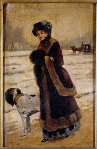 Jonge vrouw met een hond