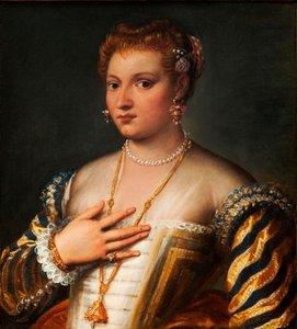 Portret van een jonge Venetiaanse vrouw door Francesco Montemezzano