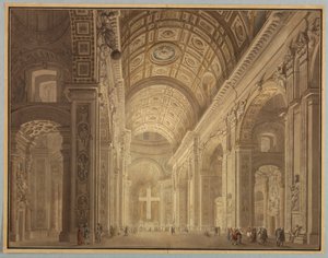 Tekening, Interieur van de Sint Pieter verlicht, vóór 1787