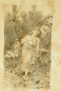 De herderin, door Francesco Paolo Michetti