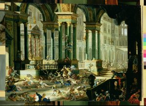 Verdrijving van Heliodorus uit de Tempel van Salomo door Francesco Peresi