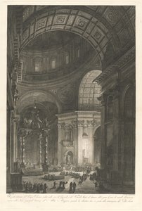 Interieur van de Sint-Pieter, met de verlichting van het kruis van Sint-Pieter door Francesco Piranesi