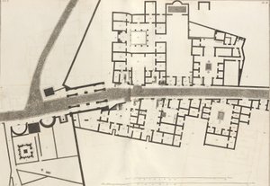 Groot plan van de ingang van de stad Pompeii en de omliggende gebouwen, 1804