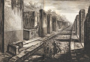 Uitzicht vanaf de straat die onder de poort naar de stad Pompeii binnenkomt, met de voetgangers, 1804