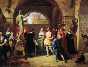 Francesco I (koning van Frankrijk) in het atelier van Benvenuto Cellini