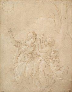 Klassieke Vrouwelijke Figuur Diana of Venus met Twee Kinderen, ca. 1539-42 door Francesco Primaticcio