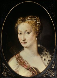 Portret van Diane de Poitiers (1499-1566), Dame van Breze, Hertogin van Valentinois. Schilderij door Francesco Primaticcio, bekend als De Primatice (1504-1570)