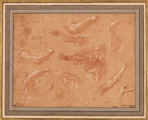 Studie von Gottvater mit Engeln door Francesco Primaticcio
