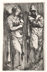 Twee Romeinse vrouwen door Francesco Primaticcio