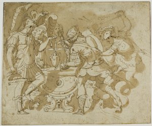 Camillus valt Brennus aan door Francesco Salviati