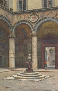 Binnenplaats van het Palazzo Vecchio, Florence, 19e eeuw door Francesco Salviati
