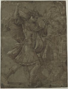 Man in harnas naast een strijdwagen, ca. 1550