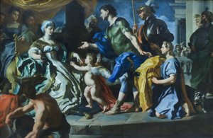 Dido ontvangt Aeneas en Cupido vermomd als Ascanius, ca. 1720s