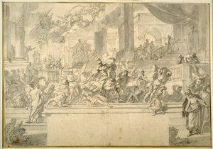 Heliodorus verdreven uit de tempel door Francesco Solimena
