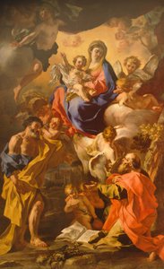 Madonna en Kind tussen St. Petrus en St. Paulus door Francesco Solimena