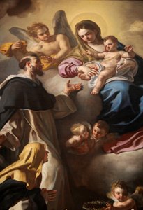 Madonna van de Rozenkrans met Heiligen Dominicus en Catharina door Francesco Solimena