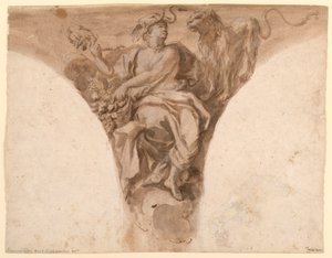 Afrika, Ontwerp voor een Pendentief in de Doophal van Sint-Pieter, Rome door Francesco Trevisani