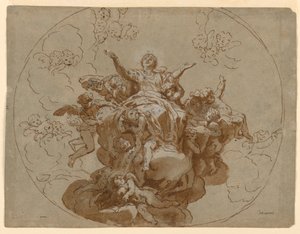 Ontwerp voor een Plafond met de Hemelvaart van de Maagd door Francesco Trevisani