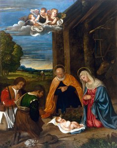 De Geboorte met Herders door Francesco Vecellio