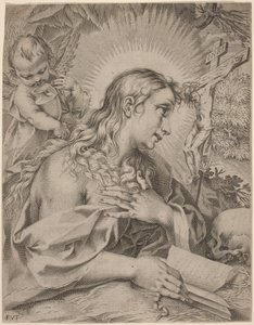 De Berouwvolle Magdalena door Francesco Villamena after Francesco Vanni