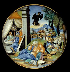 Lage been snede: Allegorie van het lot. Faience. Gemaakt door Francesco Avelli Xanto (actief rond 1530/1540) door Francesco Xanto Avelli