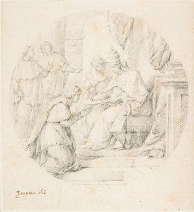 Angelo Maria Querini benoemd tot kardinaal door Benedictus XIII, 1709-87 door Francesco Zugno