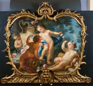 Een bovendeur met spelende putti
