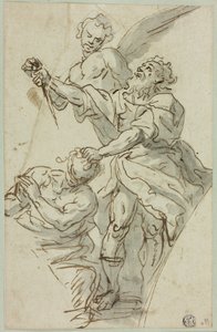Schets van borstwering met Isaaks offer door Francesco de Mura