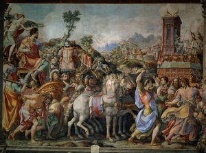 De Triomf van Marcus Furius Camillus (voor restauratie) door Francesco de Rossi Salviati Cecchino