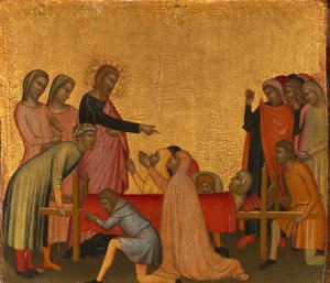 Sint Jan de Evangelist wekt Satheus tot leven, ca. 1370 door Francescuccio Ghissi