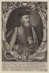 Sir Thomas Gresham, Engelse koopman en financier, oprichter van de Royal Exchange (gravure)