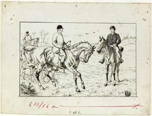 Drie ruiters op een jacht door Francis Arthur Fraser
