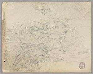 Schets van figuurgroep voor Hemelvaart door Francis Augustus Lathrop