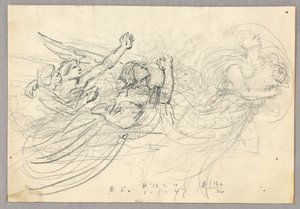 Schets van figuurgroep voor Hemelvaart door Francis Augustus Lathrop