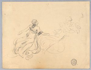 Schets van twee vrouwelijke figuren door Francis Augustus Lathrop